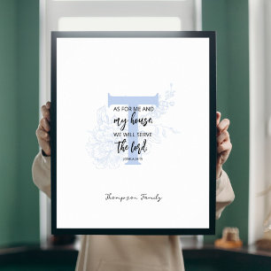 Blommig familjeskylt Bibelvers Josua 24:15 Poster