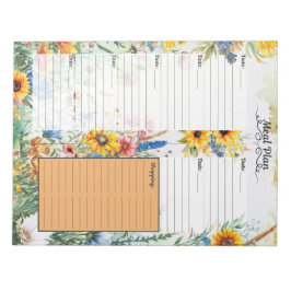 Blommig fantasi 7-dagars måltidsplanerare anteckningsblock