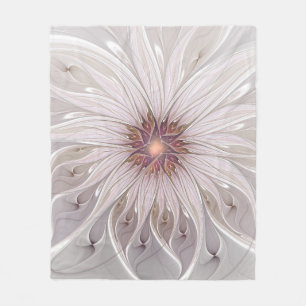 Blommig fantasi, Abstrakt Modern Pastellblomma Fleecefilt
