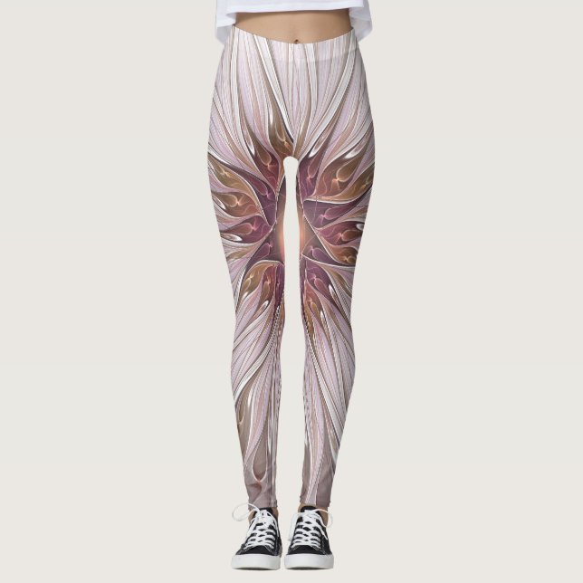 Blommig fantasi, Abstrakt modern pastellblomma Leggings (Framsida)