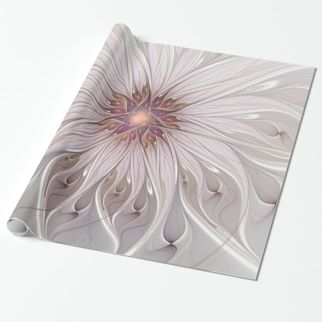 Blommig fantasi, Abstrakt modern pastellblomma Presentpapper (Utrullad)