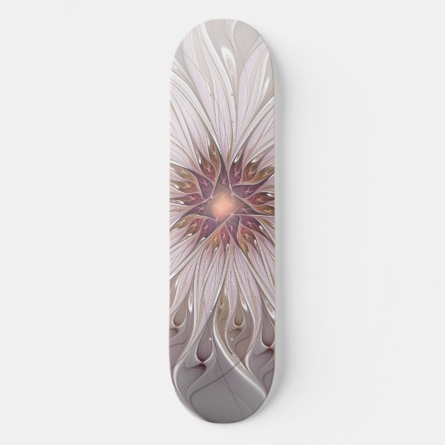 Blommig fantasi, Abstrakt modern pastellblomma Skateboard Bräda 19,5 Cm (Framsida)