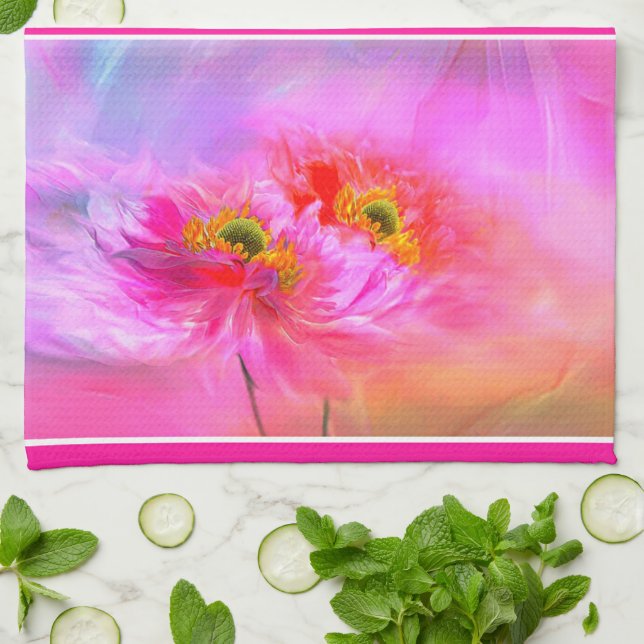 Blommig fantasikökshandduk kökshandduk (Vikta)