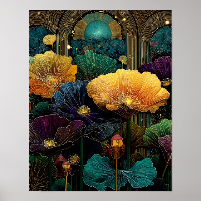 Blommig fantasikonst för väggar - 4x5 nedladdnings poster (Framsidan)