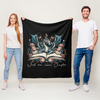 Blommig Fantasy Bok Drakull Fleecefilt