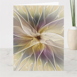 Blommig Fantasy Guld Aubergine Abstrakt Fraktal Ko Tack Kort