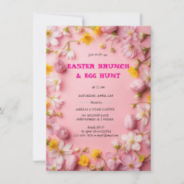 Blommig färgglad påskbrunch & jakt inbjudningar