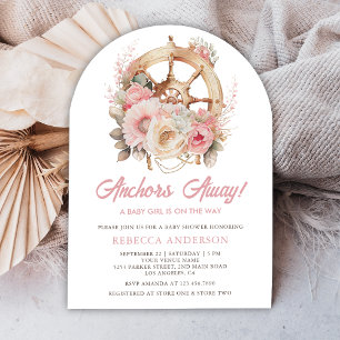 Blommig Fartygsratts Nautilus Bebis Baby Shower Inbjudningar