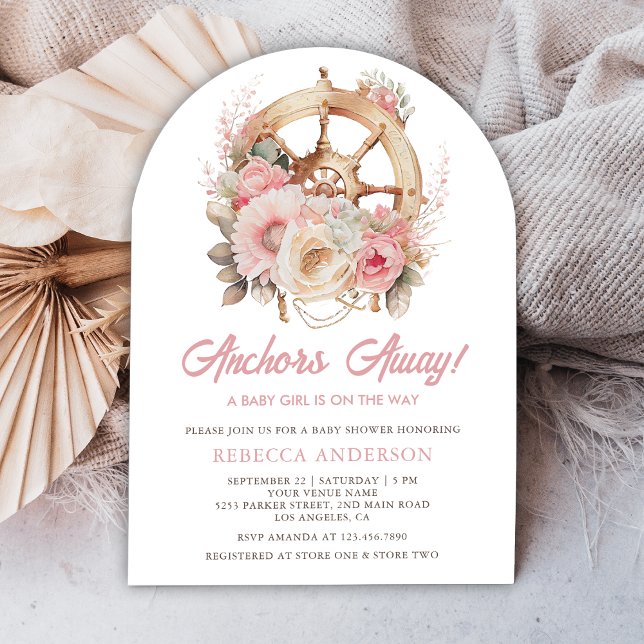 Blommig Fartygsratts Nautilus Bebis Baby Shower Inbjudningar (Skapare uppladdad)