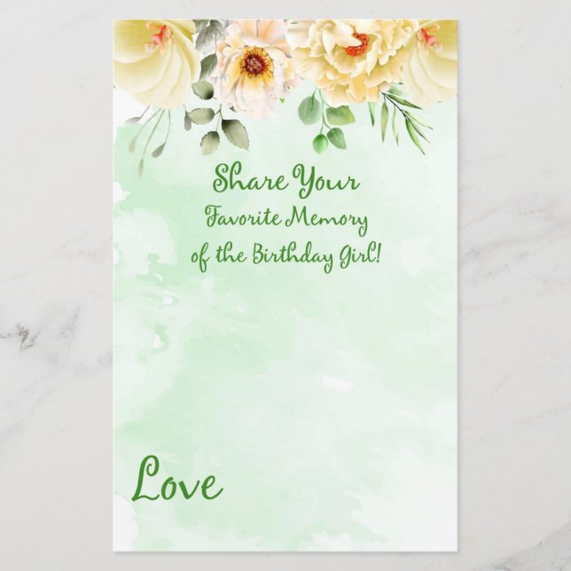 Blommig favoritminne av födelsedagsflickan (Framsida)