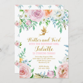 Blommig fe-inbjudan för älvor, Älvinbjudan Inbjudningar