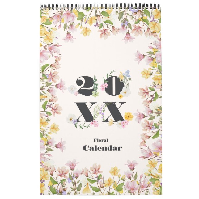 Blommig Feminint Planeringskalender Kalender (Omslag)