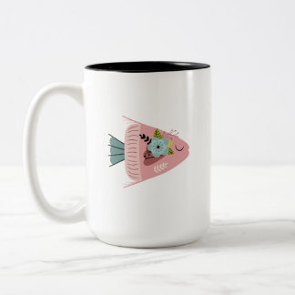 Blommig Fisk Illustrations Mugg