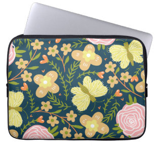 Blommig, Fjäril och Glamour Sömlös Elegant   Laptop Fodral