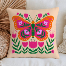 Blommig fjärilillustration Färgrik Cottagecore