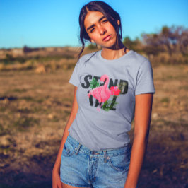 Blommig Flamingo Stå Lång Stark Kvinna T Shirt
