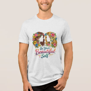 Blommig flicksilhuett Var Din Vackra Själv Konst T Shirt