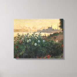 Blommig flodstrand, Argenteuil - Claude Monet Canvastryck