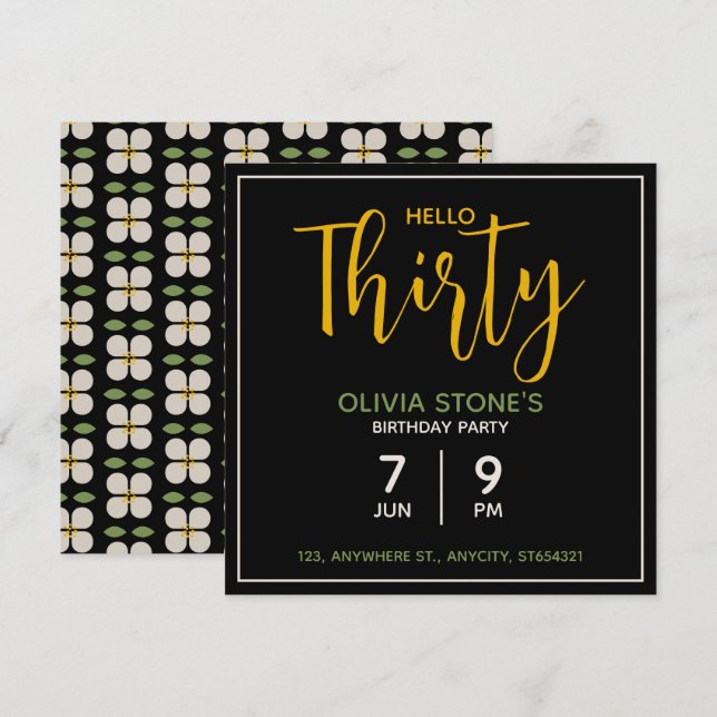 Blommig födelsedagsfestinbjudan | Anpassad kort (Fram/baksida)