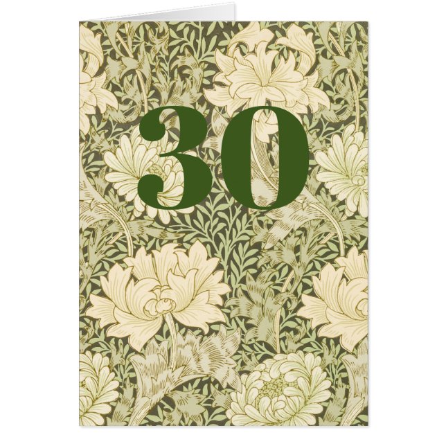 Blommig födelsedagsfickkort för 30-årsdag hälsningskort (Framsidan)