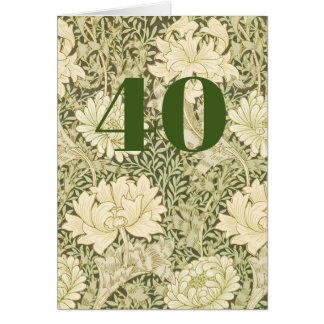 Blommig födelsedagsgratulationskort för 40-årsdag hälsningskort