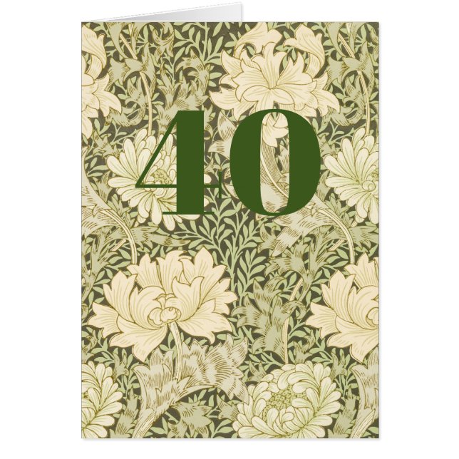 Blommig födelsedagsgratulationskort för 40-årsdag hälsningskort (Framsidan)