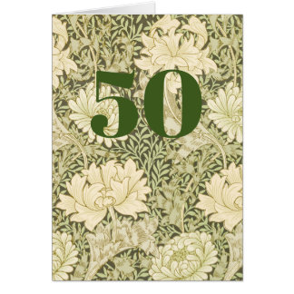 Blommig födelsedagsgratulationskort för 50-årsdag hälsningskort