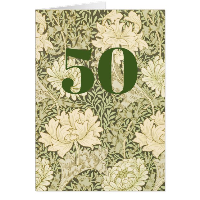 Blommig födelsedagsgratulationskort för 50-årsdag hälsningskort (Framsidan)