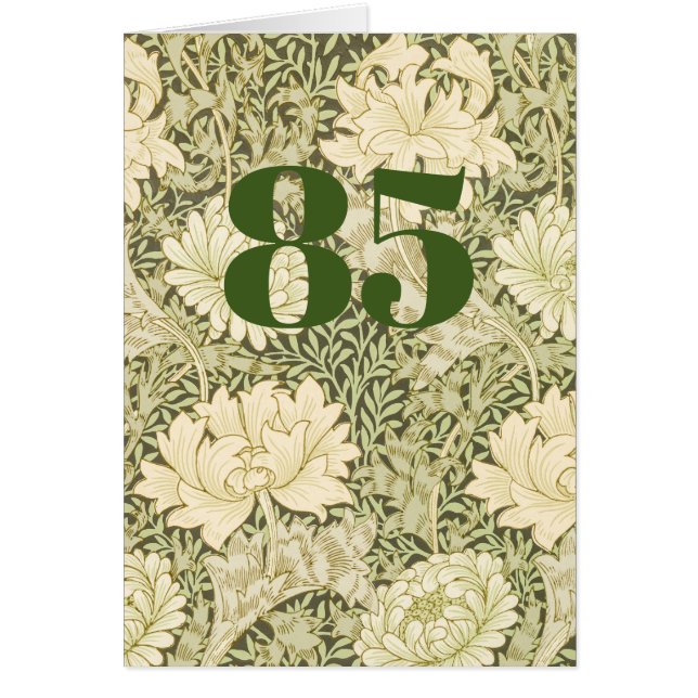 Blommig födelsedagsgratulationskort för 85-årsdag hälsningskort (Framsidan)