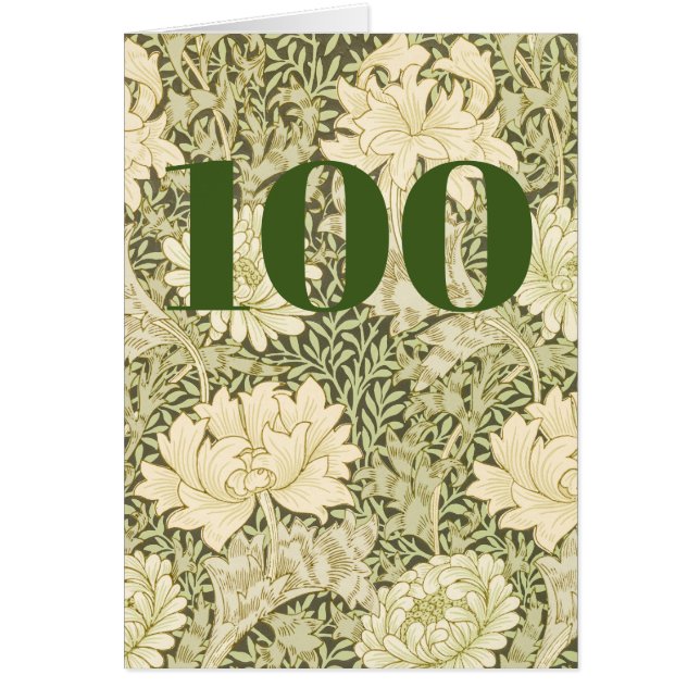 Blommig födelsedagskort för 100-årsdag hälsningskort (Framsidan)