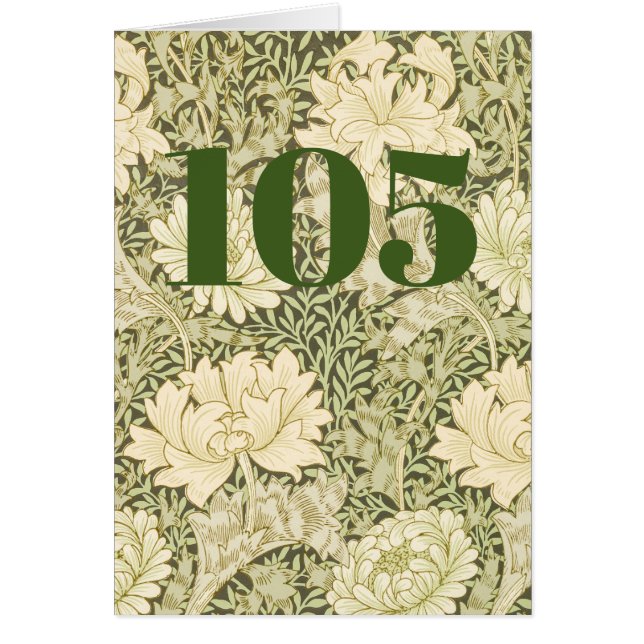 Blommig födelsedagskort för 105-årsdag hälsningskort (Framsidan)