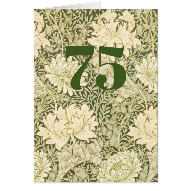 Blommig födelsedagskort för 75-årsdag hälsningskort (Framsidan)