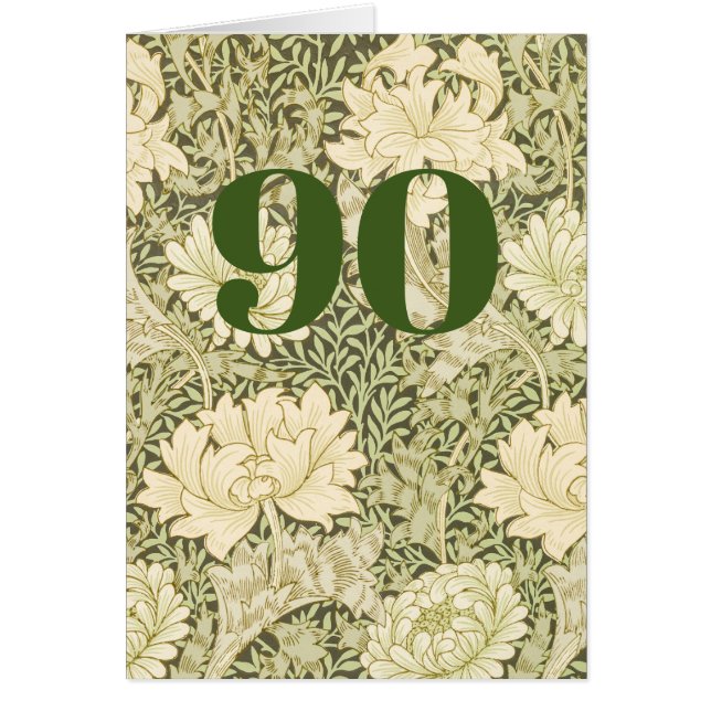 Blommig födelsedagskort för 90-årsdag hälsningskort (Framsidan)