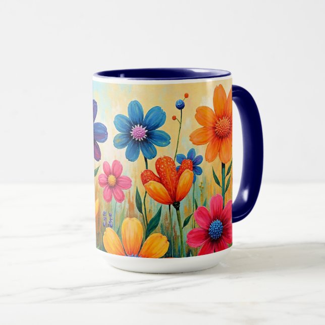 Blommig Folkkonstillustration Mugg (Framsida höger)