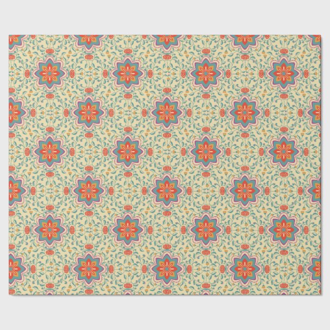 Blommig folkpattern presentpapper (Seam)
