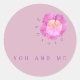 Blommig förlovning :rosa blomningar på runt klistermärke