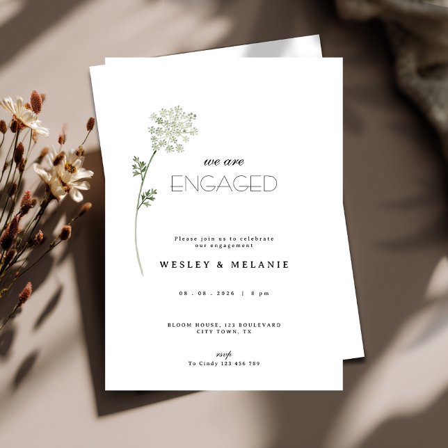 Blommig Förlovningsfest Inbjudan - Minimalistisk (Floral engagement invitation)
