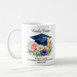 🎓Blommig forskarfirande-mugg Kaffemugg