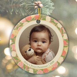 Blommig första jul för baby Anpassad prydnad Julgransprydnad Keramik