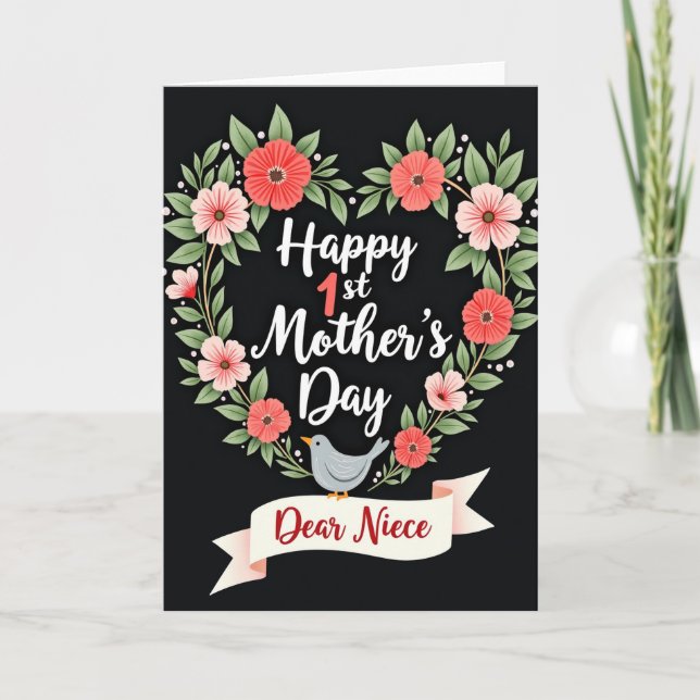 Blommig Första Mors Dag Niece-kort Kort (Framsida)
