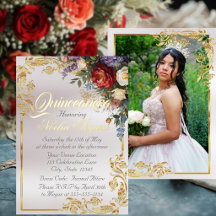 Blommig, Foto & Guldram - Pearl Quinceanera