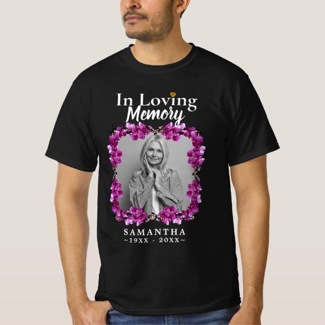 Blommig Foto Till Minne Av Mor Förlorad T Shirt (Framsida)