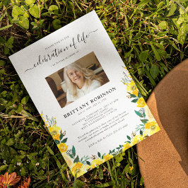 Blommig fotofirande av livets begravningsinbjudan inbjudningar