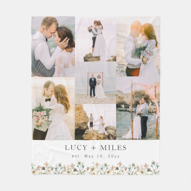 Blommig fotokollage fleecefilt (Framsidan)