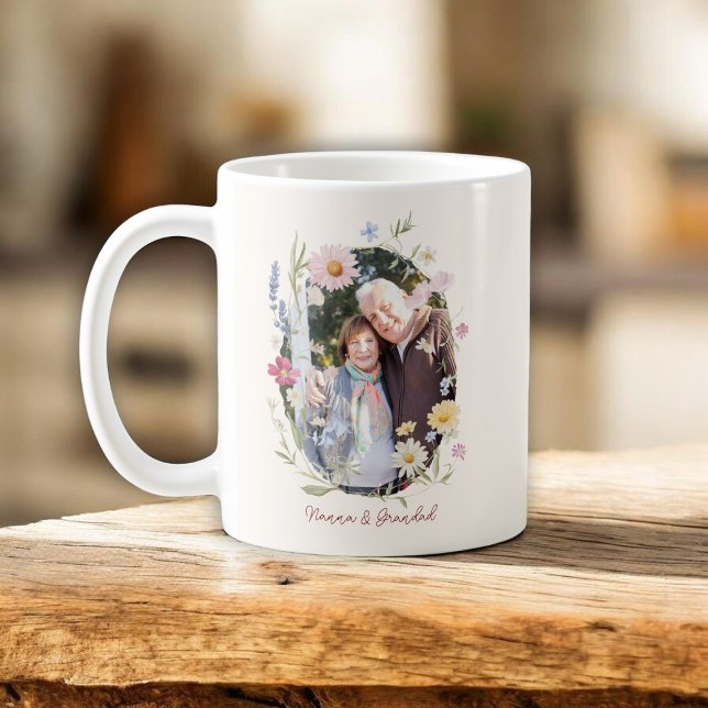 Blommig fotominnessmug för mor- och farföräldrar kaffemugg (Skapare uppladdad)
