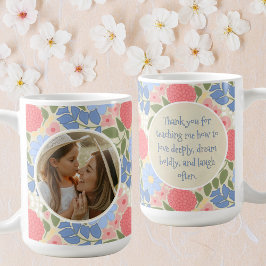 Blommig fotomugg – Personligt meddelande & minness Kaffemugg