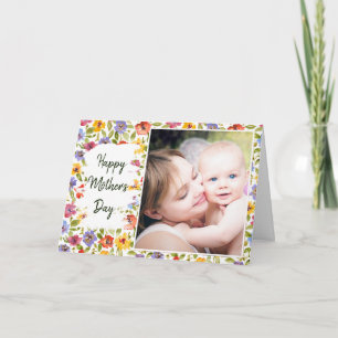 Blommig fotoram födelsedags kort till mamma