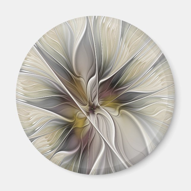 Blommig Fraktal, Fantasi Blomma med Jordens Färger Magnet (Framsidan)