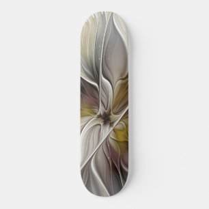 Blommig Fraktal, Fantasi Blomma med Jordens Färger Skateboard Bräda 21,5 Cm