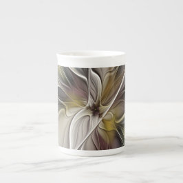 Blommig fraktal, fantasiblomma med jordfärger benporslin mugg